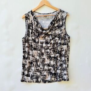 J.Jill Wearever Collection Womens Large Abstract Print  Sleeveless Cowl Neck Top